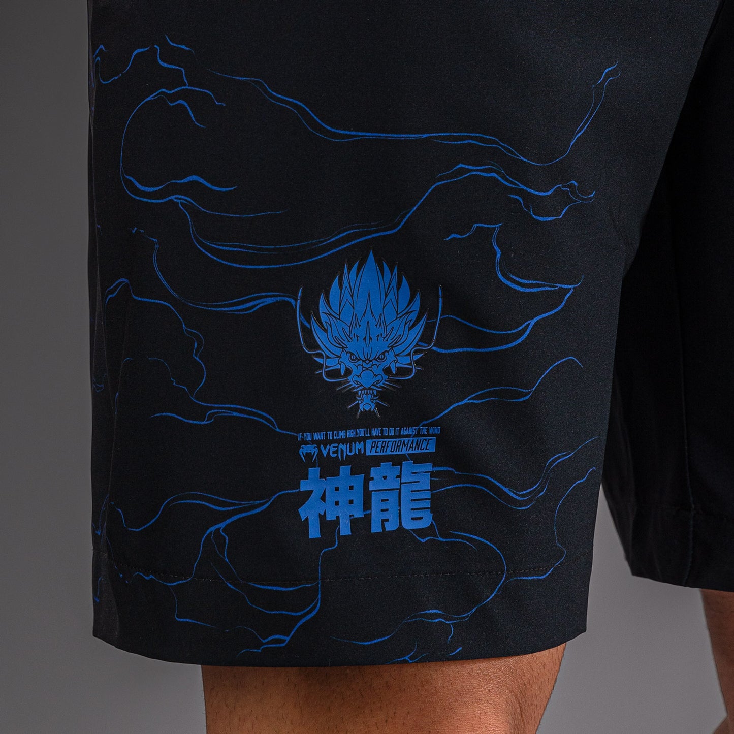Venum Thunder Dragon トレーニングショーツ – ブラック/ロイヤルブルー