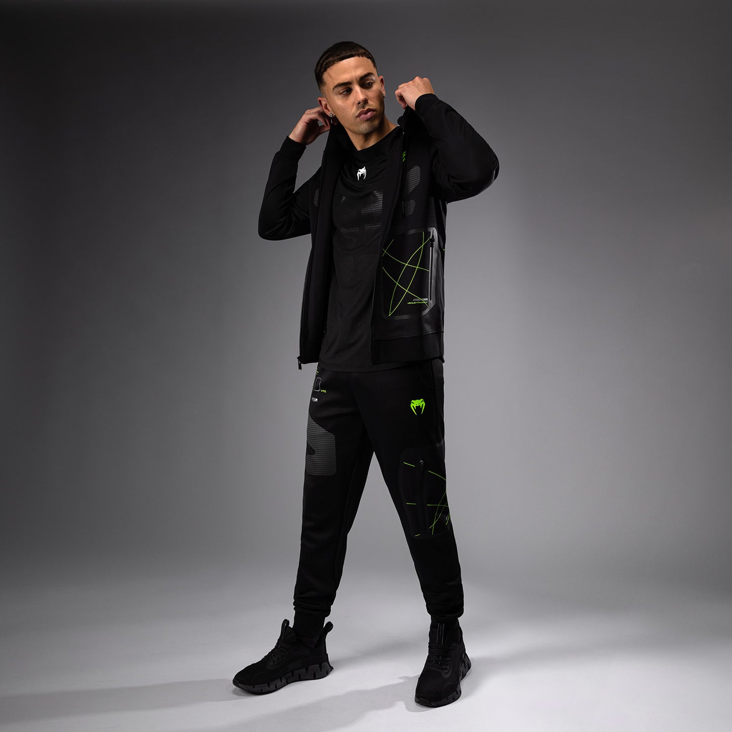 Venum Training Camp 4.0 フルジップパーカー - ブラック/ネオグリーン