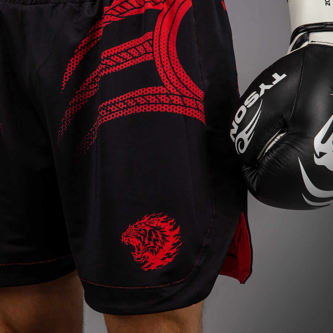 Venum x Mike Tyson Tiger ボクシングショーツ - ディープブラック/インテンスレッド