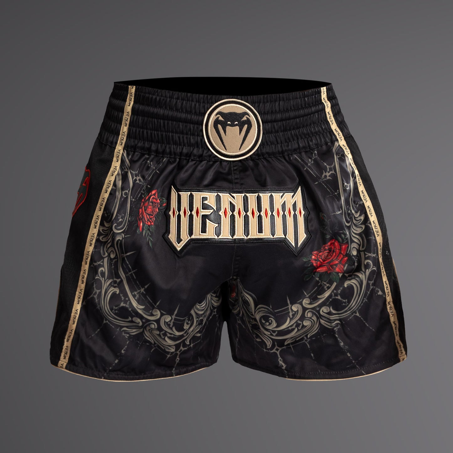 Venum Santa Muerte 5.0 ムエタイショーツ - ディープブラック/ゴールド