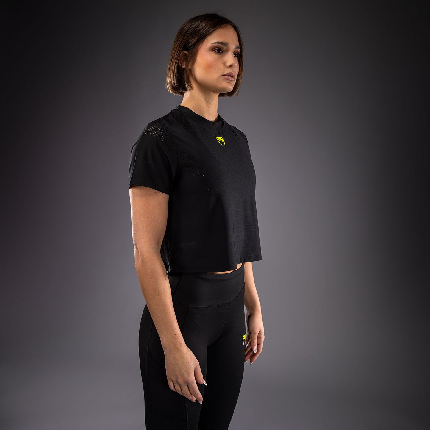 Venum Lazer レディース ドライテックTシャツ - ブラック/イエロー