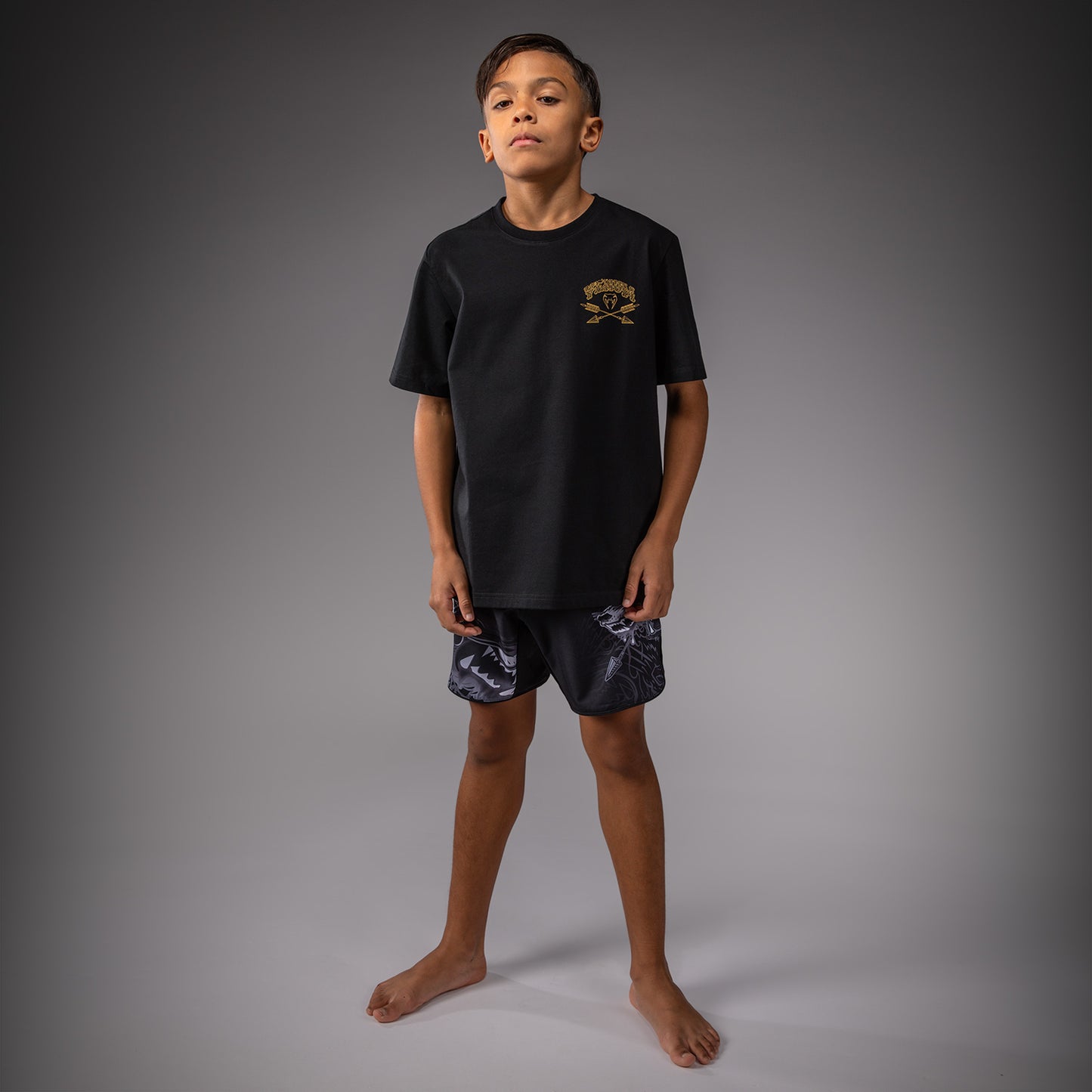 Venum Wolf Atak キッズ用 Tシャツ – ブラック/グレー