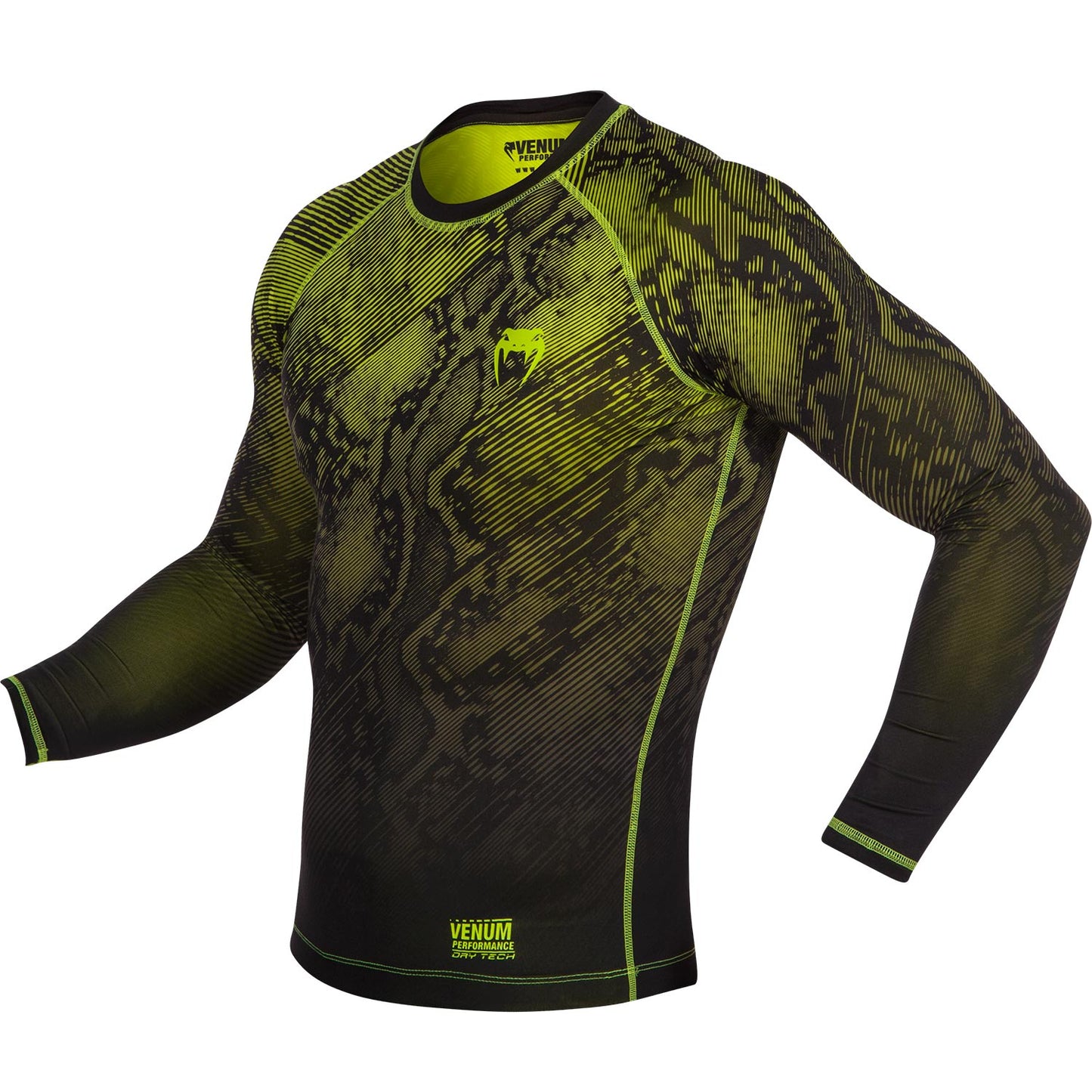 Venum Fusion コンプレッション Tシャツ（長袖） - ブラック/イエロー