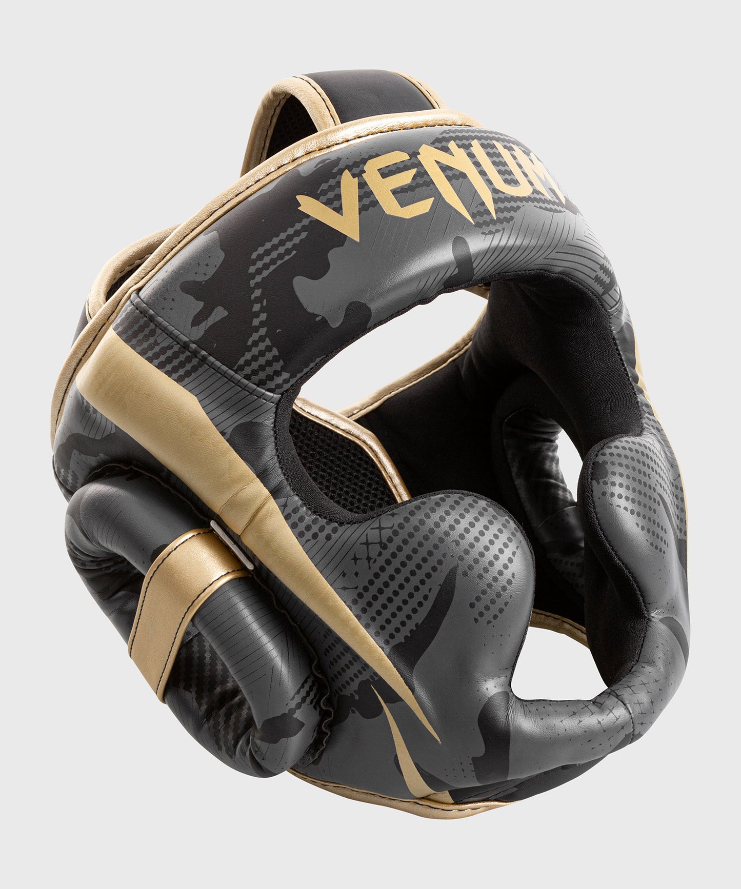 Venum Elite ヘッドギア - ダーク・カモ/ゴールド