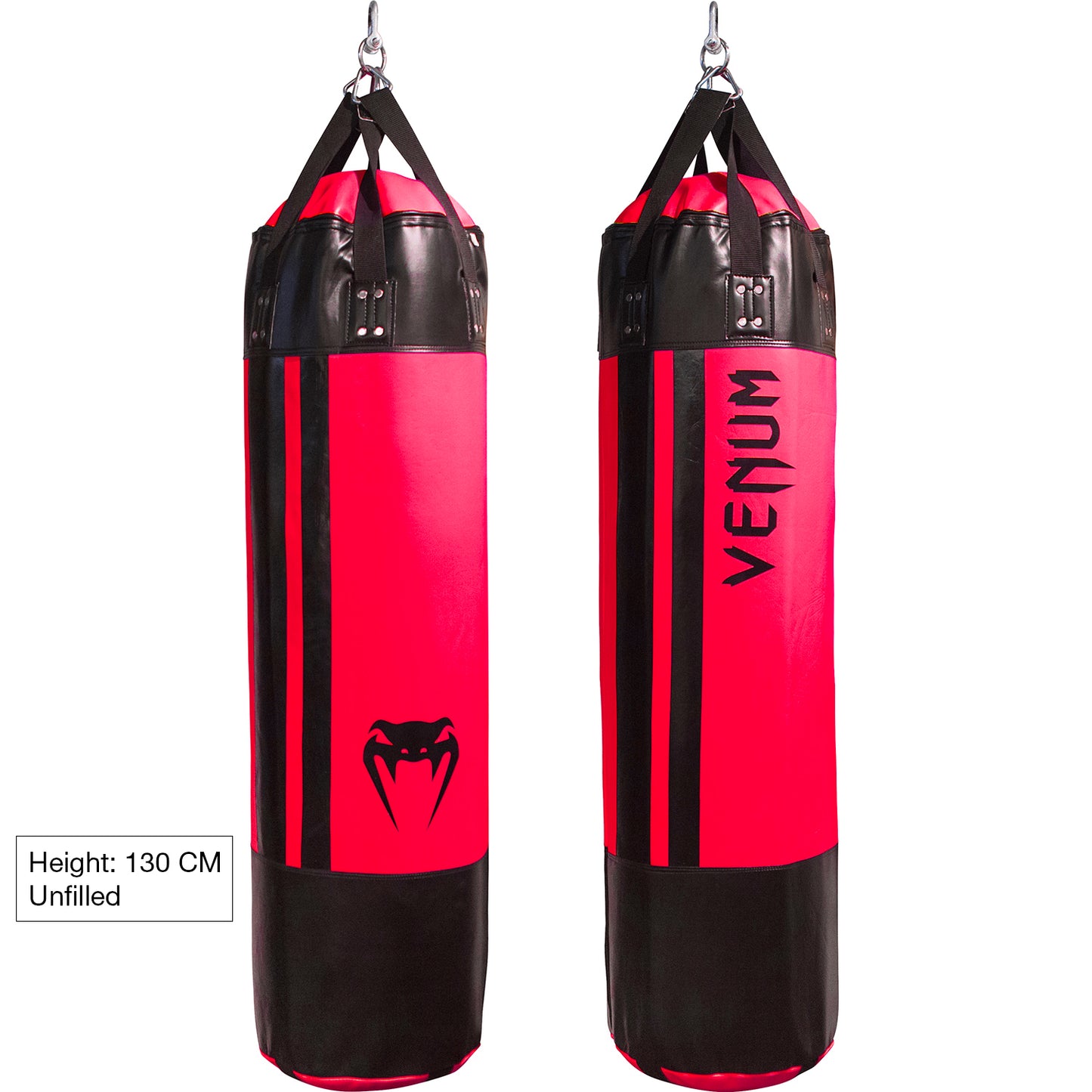 Venum Hurricane サンドバッグ：ブラック／ネオピンク、130cm、中綿なし